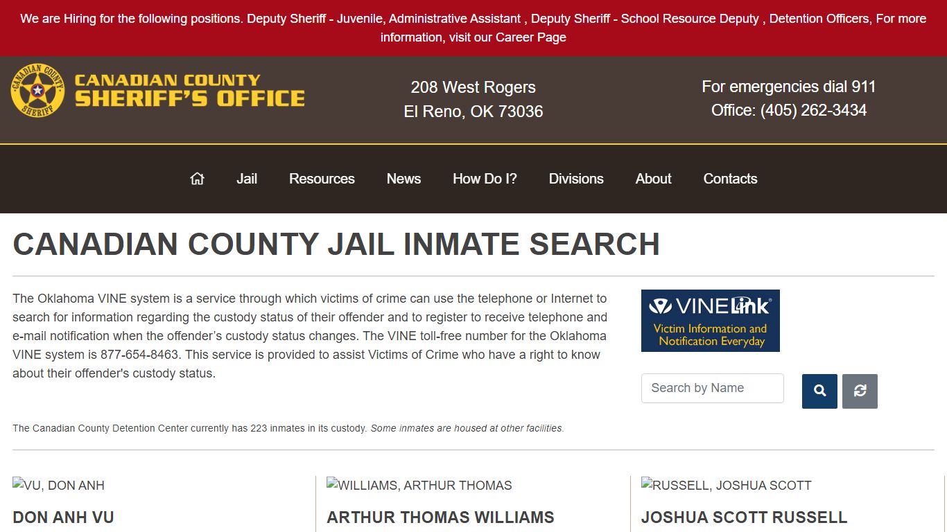 Inmate Search - Canadian County Sheriff's Office