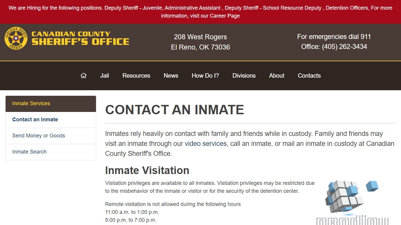 Contact an Inmate - Canadian County Sheriff's Office